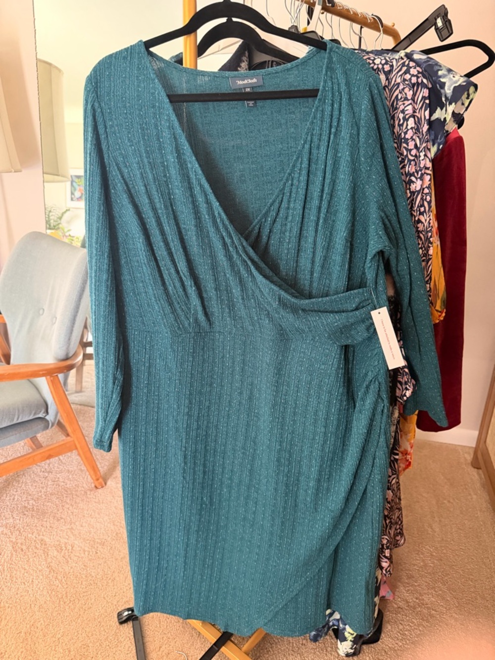 ModCloth Teal Faux Wrap Dress